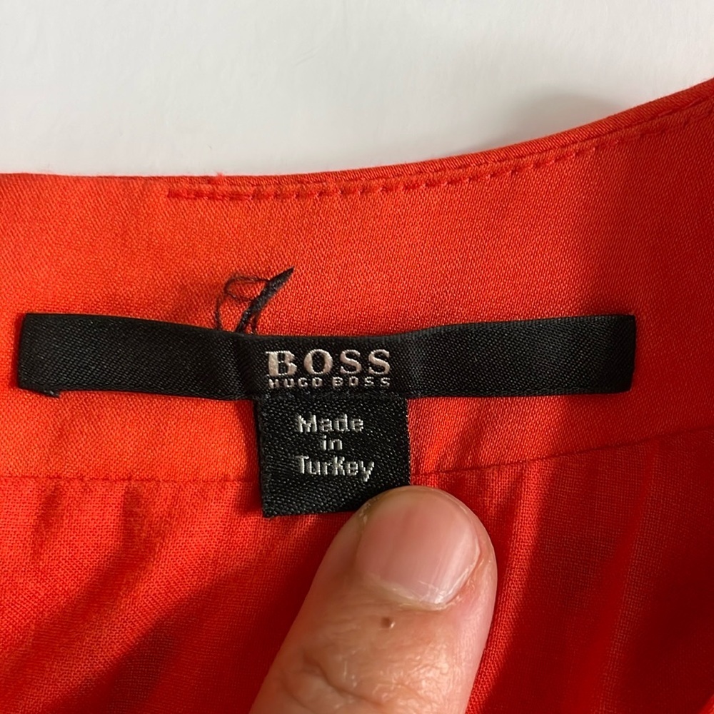 Hugo Boss 100%‎ silk sleeveless knee length red white dot dress size 8 - Picture 5 of 6